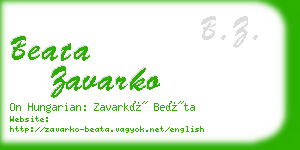 beata zavarko business card